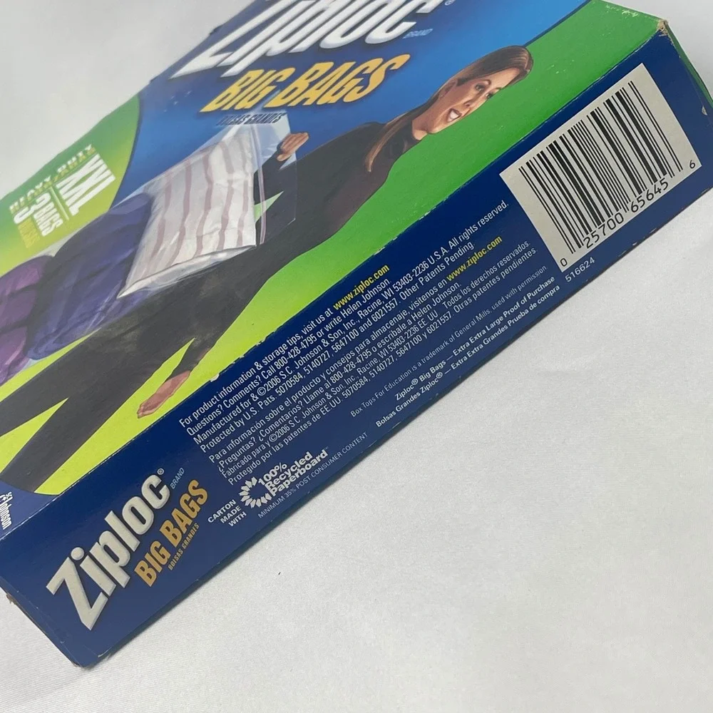 Ziploc Big Bags XXL 20 Gallon Heavy Duty Storage Bags 2 Ft x 2.7 Ft 3 Count